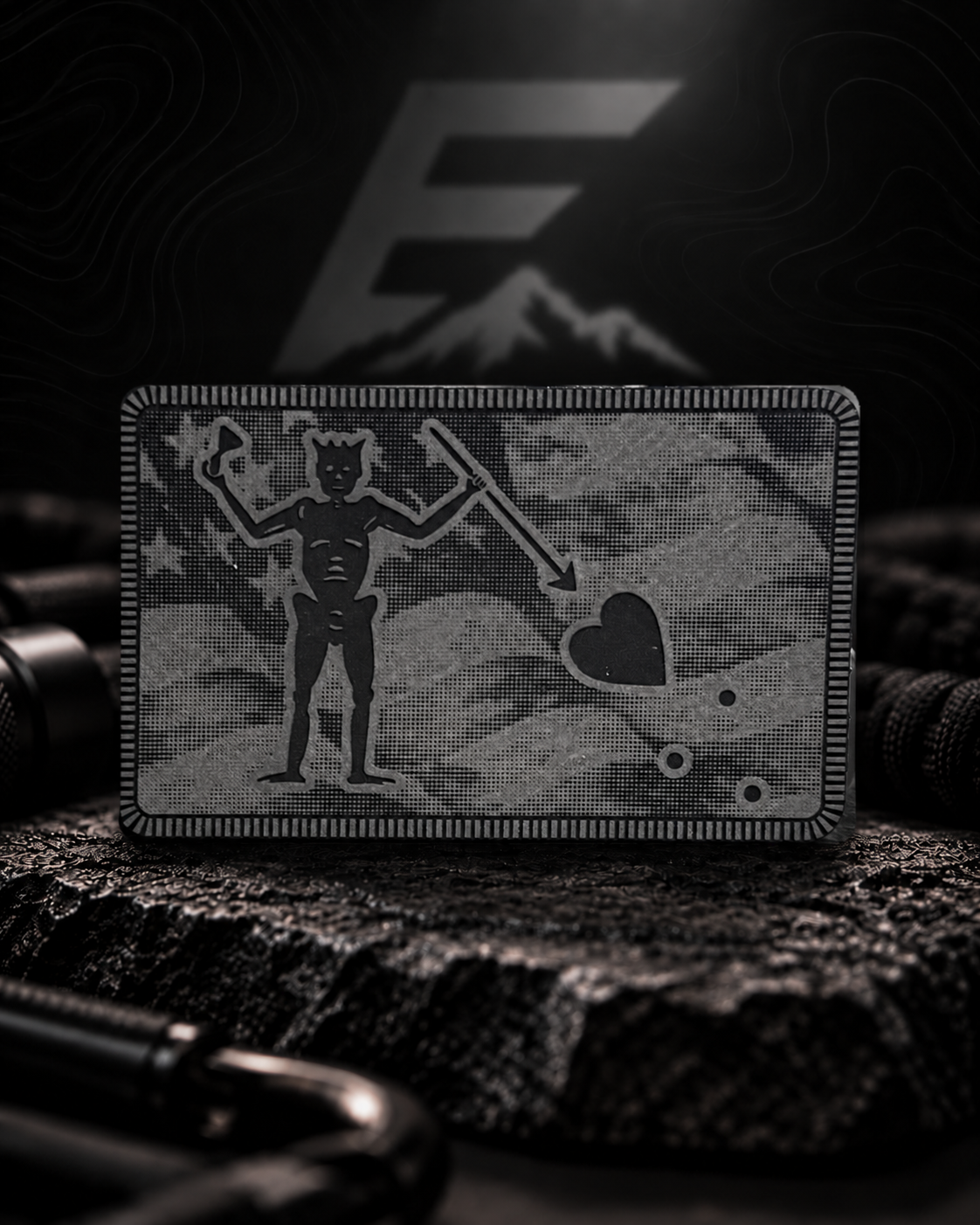 Grey and black Blackbeard Heartstrike morale patch by Elevated Customs