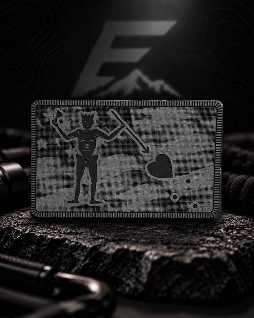 Grey and black Blackbeard Heartstrike morale patch by Elevated Customs